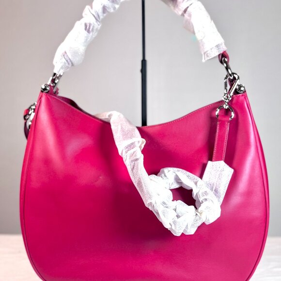 COACH F36026 NOMAD HOBO GLOVETANNED LEATHER HANDBAG PURSE SV/TRUE RED NWT - Picture 1 of 6